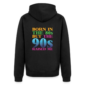 90er Jahre Neunziger Mottoparty Retro - Unisex Premium Bio Zip Hoodie - Schwarz - Hinten - Nico (187cm)