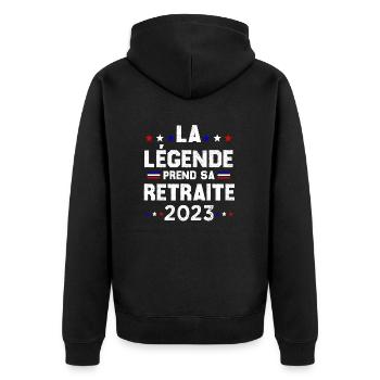 Retraite 2023 Cadeau Humour Personnalisé - Veste à capuche bio Premium Unisexe - noir - Dos - Nico (187cm)