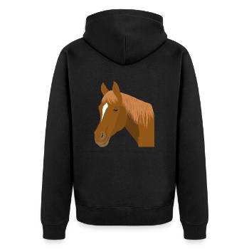 Pferdekopf Pferd braun - Unisex Premium Bio Zip Hoodie - Schwarz - Hinten - Nico (187cm)