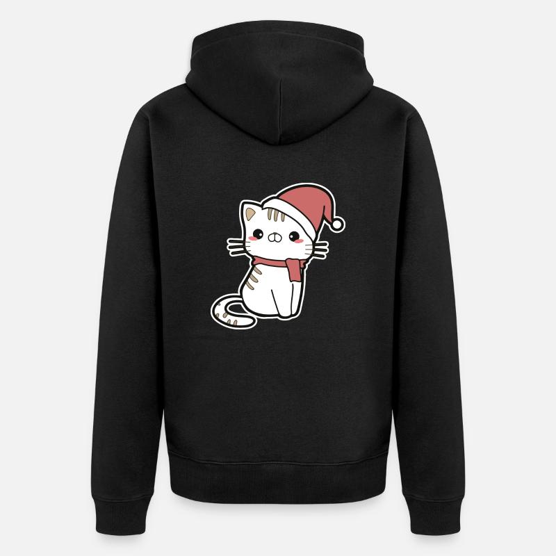 Chat Noël - Veste à capuche bio Premium Unisexe - noir