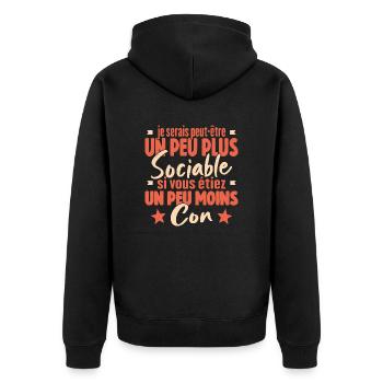 Je Serais Peut Être Un Peu Plus Sociable - Veste à capuche bio Premium Unisexe - noir - Dos - Nico (187cm)