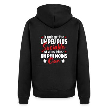 Je Serais Peut Être Un Peu Plus Sociable - Veste à capuche bio Premium Unisexe - noir - Dos - Nico (187cm)