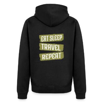 sea happy hiking vacation humor couple retirement - Unisex Premium Bio Zip Hoodie - Schwarz - Hinten - Nico (187cm)