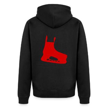 Schlittschuh rot - Unisex Premium Bio Zip Hoodie - Schwarz - Hinten - Nico (187cm)