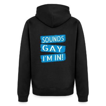 present bday funny rainbow gay gift idea joke - Unisex Premium Organic Zip Hoodie - black - Back - Nico (187cm)