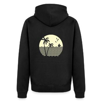 beach with palm trees and blue ocean - Veste à capuche bio Premium Unisexe - noir - Dos - Nico (187cm)