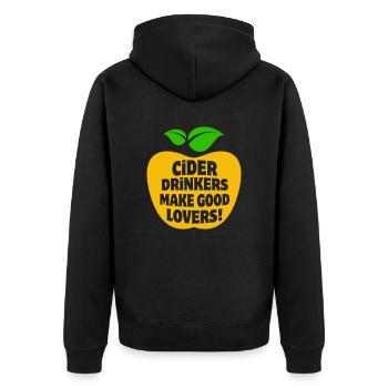 Cider Drinkers make good Lovers Apfelwein Cidre - Unisex Premium Bio Zip Hoodie - Schwarz - Hinten - Nico (187cm)