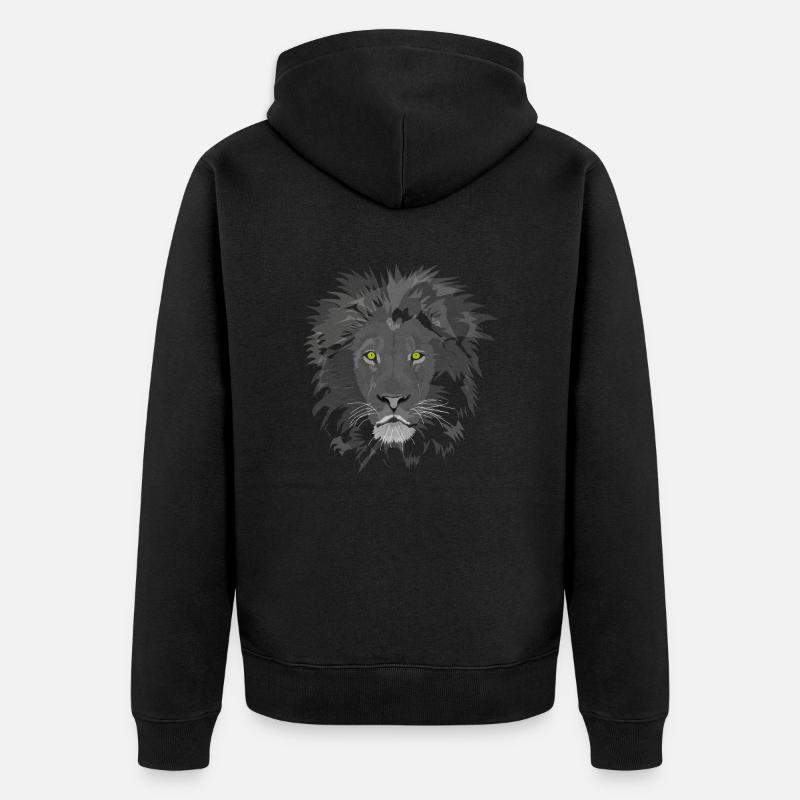 Lion en blanc - Veste à capuche bio Premium Unisexe - noir
