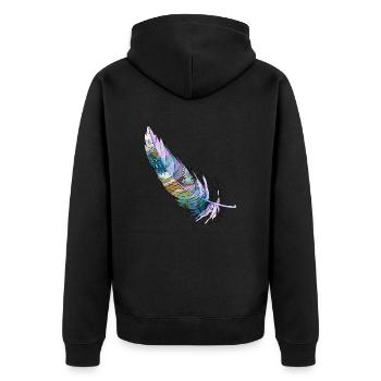 Feder - Unisex Premium Bio Zip Hoodie - Schwarz - Hinten - Nico (187cm)