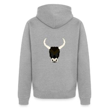 Bulle geometrisch - Unisex Premium Bio Zip Hoodie - Grau meliert - Hinten - Nico (187cm)