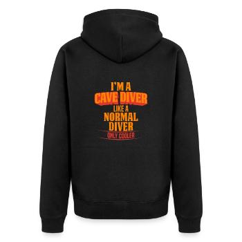 CAVE DIVER COOLER THAN NORMAL DIVER - Unisex Premium Organic Zip Hoodie - black - Back - Nico (187cm)
