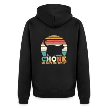 Chonk Katze Skala Meme Lustige Katze Liebhaber - Unisex Premium Bio Zip Hoodie - Schwarz - Hinten - Nico (187cm)