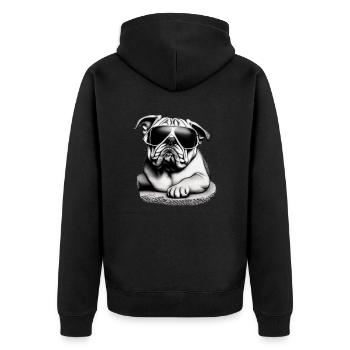 Chiens bouledogues avec lunettes de soleil motif cool - Veste à capuche bio Premium Unisexe - noir - Dos - Nico (187cm)