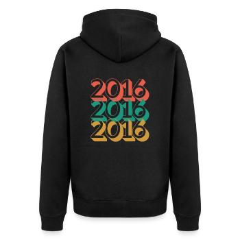 Anniversaire année 2016 / Vintage 2016 - Veste à capuche bio Premium Unisexe - noir - Dos - Nico (187cm)