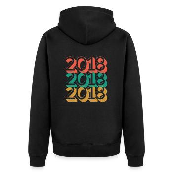 Anniversaire année 2018 / Vintage 2018 - Veste à capuche bio Premium Unisexe - noir - Dos - Nico (187cm)