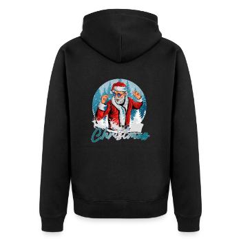 Christmas Groove - Unisex Premium Bio Zip Hoodie - Schwarz - Hinten - Nico (187cm)