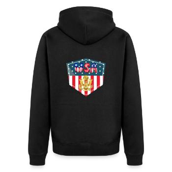 USA, stars and belts - Unisex Premium Organic Zip Hoodie - black - Back - Nico (187cm)