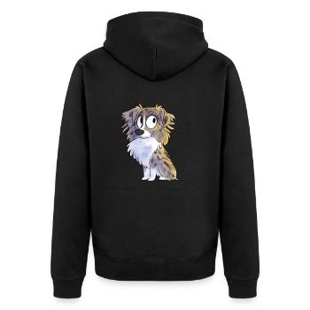 Chibi Australian Shepherd - Red Merle - Unisex Premium Organic Zip Hoodie - black - Back - Nico (187cm)