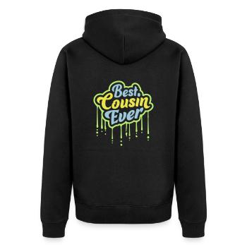 best cousin ever Zitat - Unisex Premium Bio Zip Hoodie - Schwarz - Hinten - Nico (187cm)