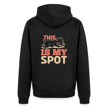 DAS IST MEIN FLECKENHUND - Unisex Premium Bio Zip Hoodie - Schwarz - Hinten - Nico (187cm)