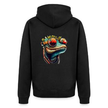 Crocodile head as a reptile in cool with sunglasses - Unisex Premium Organic Zip Hoodie - black - Back - Nico (187cm)