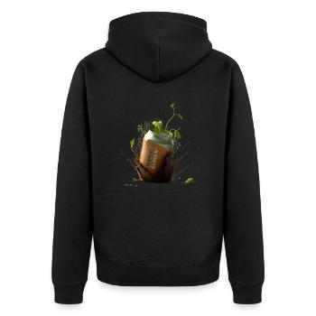 Houblon et canettes de bière artisanale - Veste à capuche bio Premium Unisexe - noir - Dos - Nico (187cm)
