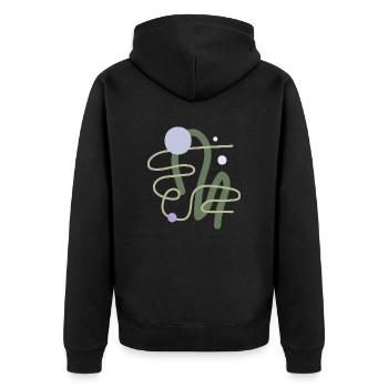 Abstrakte Formen Organisch Flieder Pastell - Unisex Premium Bio Zip Hoodie - Schwarz - Hinten - Nico (187cm)