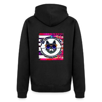Drôle de logo de chat d’été - Veste à capuche bio Premium Unisexe - noir - Dos - Nico (187cm)