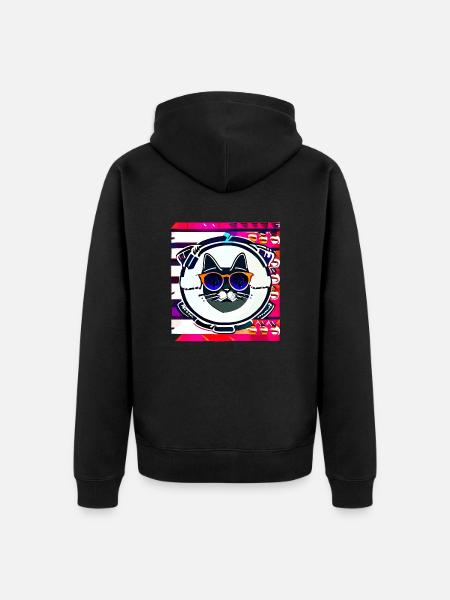 Funny Summer Cat logo - Unisex Premium Organic Zip Hoodie - black