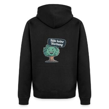 Bitte keine Werbung sagt der Baum - Unisex Premium Bio Zip Hoodie - Schwarz - Hinten - Nico (187cm)