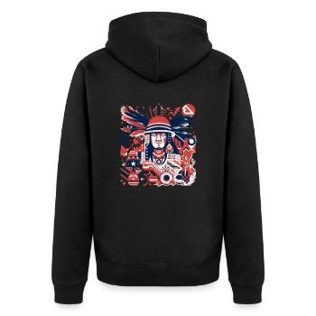 Amerikanische Folklore - Unisex Premium Bio Zip Hoodie - Schwarz - Hinten - Nico (187cm)