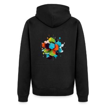 Cubes - Unisex Premium Organic Zip Hoodie - black - Back - Nico (187cm)