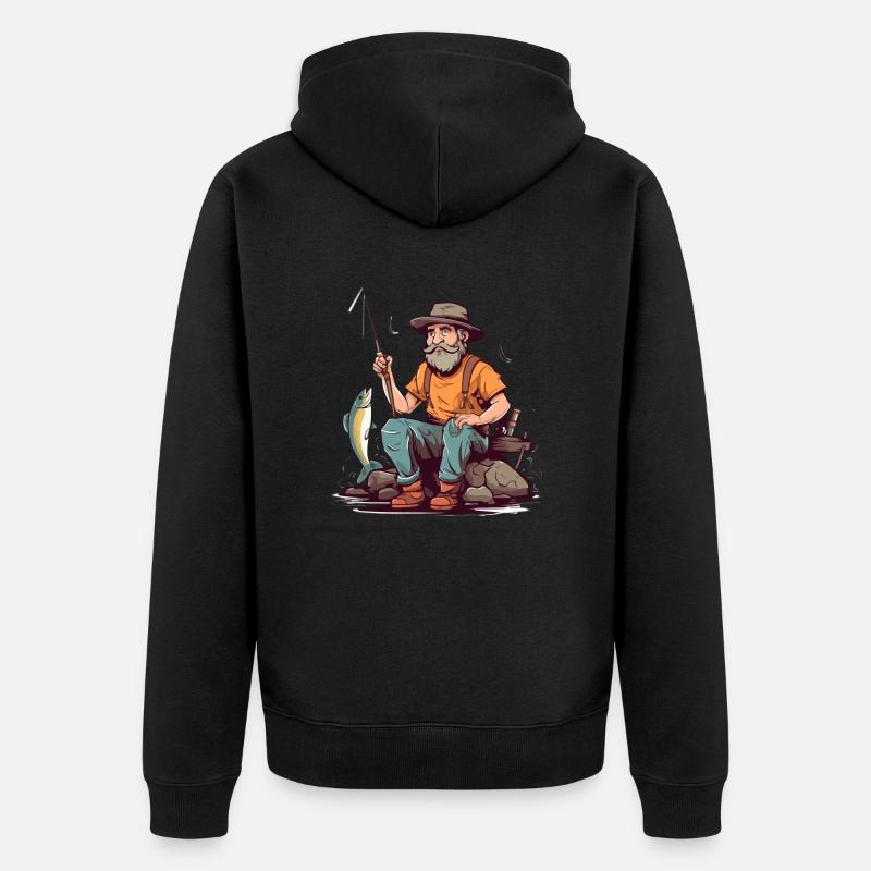 Papi Pfirsich - Unisex Premium Bio Zip Hoodie - Schwarz