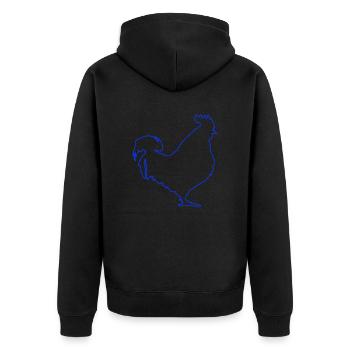 hahn - Unisex Premium Bio Zip Hoodie - Schwarz - Hinten - Nico (187cm)