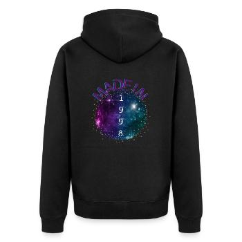 Made in 1998 - Unisex Premium Bio Zip Hoodie - Schwarz - Hinten - Nico (187cm)