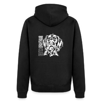 Deutsch Drahthaar Portrait Jagdhunde Hund Wilsigns - Unisex Premium Bio Zip Hoodie - Schwarz - Hinten - Nico (187cm)
