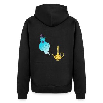Gini Magic Lamp Genie - Unisex Premium Organic Zip Hoodie - black - Back - Nico (187cm)