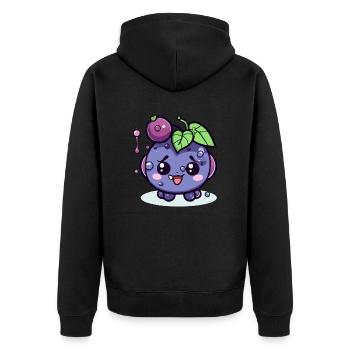 Miké petit raisin kawaii - Veste à capuche bio Premium Unisexe - noir - Dos - Nico (187cm)