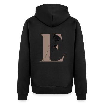 Buchstabe E Magischer Schmetterling - Unisex Premium Bio Zip Hoodie - Schwarz - Hinten - Nico (187cm)