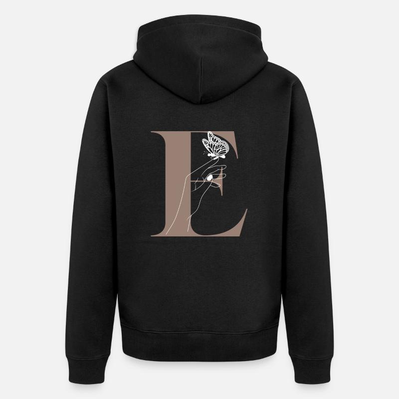 lettre e papillon magique - Veste à capuche bio Premium Unisexe - noir