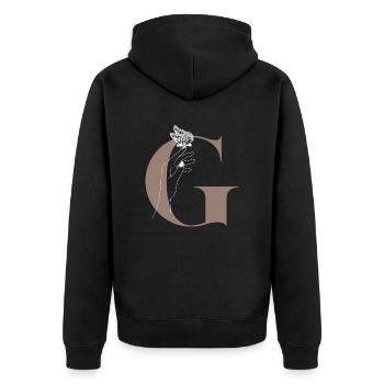 letter G Magic butterfly - Unisex Premium Organic Zip Hoodie - black - Back - Nico (187cm)