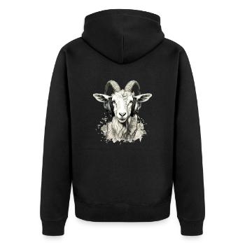 Kitty the audiophile goat - Unisex Premium Organic Zip Hoodie - black - Back - Nico (187cm)