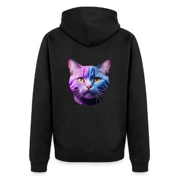 Cat - Unisex Premium Organic Zip Hoodie - black - Back - Nico (187cm)