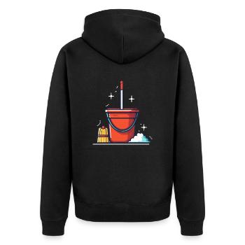 Clean - Unisex Premium Bio Zip Hoodie - Schwarz - Hinten - Nico (187cm)