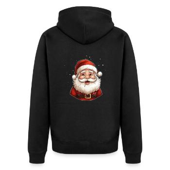 Santa Claus - Unisex Premium Bio Zip Hoodie - Schwarz - Hinten - Nico (187cm)