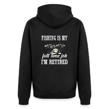 Carpfishing-lustiger Spruch - Unisex Premium Bio Zip Hoodie - Schwarz - Hinten - Nico (187cm)