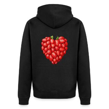 I love ... Strawberries - Unisex Premium Bio Zip Hoodie - Schwarz - Hinten - Nico (187cm)