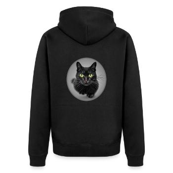 Superbe Chat Noir en train de Courir - Veste à capuche bio Premium Unisexe - noir - Dos - Nico (187cm)