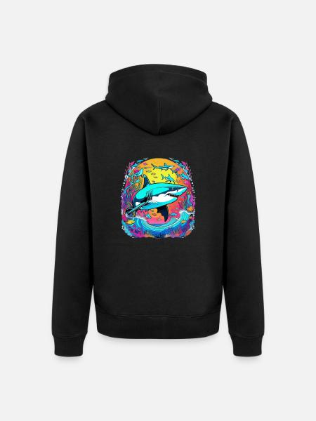 Shark & Sunset - Unisex Premium Organic Zip Hoodie - black