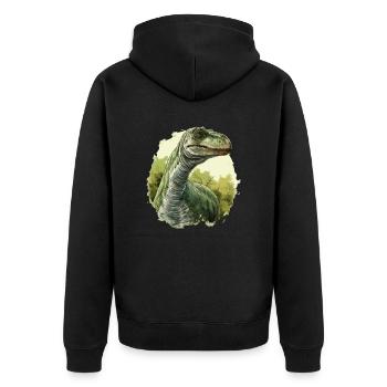 Brontosaurus - Bronto V1 - Unisex Premium Bio Zip Hoodie - Schwarz - Hinten - Nico (187cm)